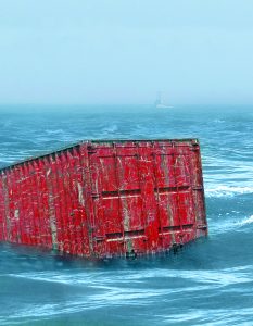 Cargo ship MSC Chitra after a collision with another similar vessel off the Mumbai coast