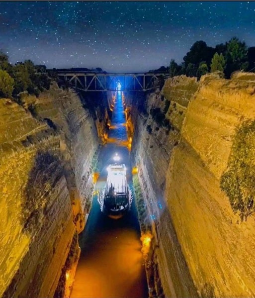 2. Night in Corinth Canal. Credits to Stelios Anagnostopoulos