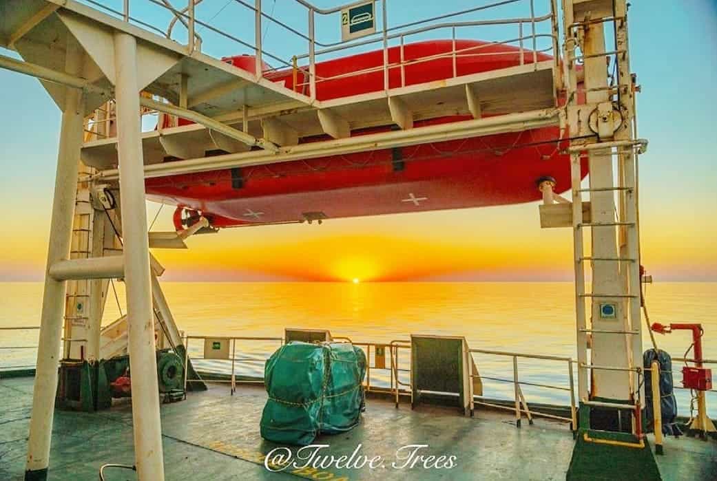 Sunset under the lifeboat Credits to Babis Koutoulogenis