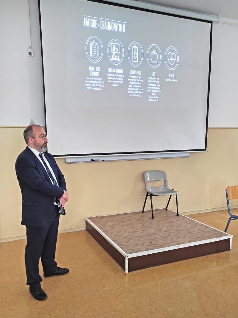 Στιγμιότυπο από το workshop με θέμα «Ανθρώπινος Παράγοντας στη Ναυτιλία», στο οποίο συμμετείχαν οι κ.κ. Κώστας Κατσουλιέρης, Senior Executive (Claims), The North of England P&I Association Limited & Νικόλαος Φαγογένης, Marine Personnel Department, Eastern Mediterranean Maritime Limited