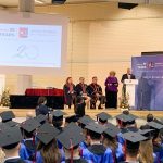 Στιγμιότυπο από το χαιρετισμό του πρεσβευτή Καλής Θελήσεως του IMO στην Ελλάδα, προέδρου του Ιδρύματος Ευγενίδου και επίτιμου διδάκτορα του Πανεπιστημίου Πειραιώς Δρ. Λεωνίδα Δημητριάδη- Ευγενίδη