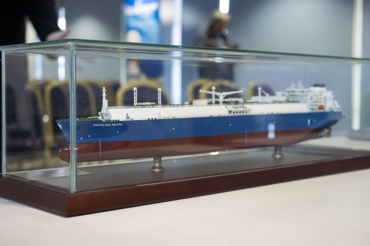Μακέτα πλοίου μεταφοράς LNG της Maran Gas Maritime Inc. που αξιοποιήθηκε στο πλαίσιο της παρουσίασης