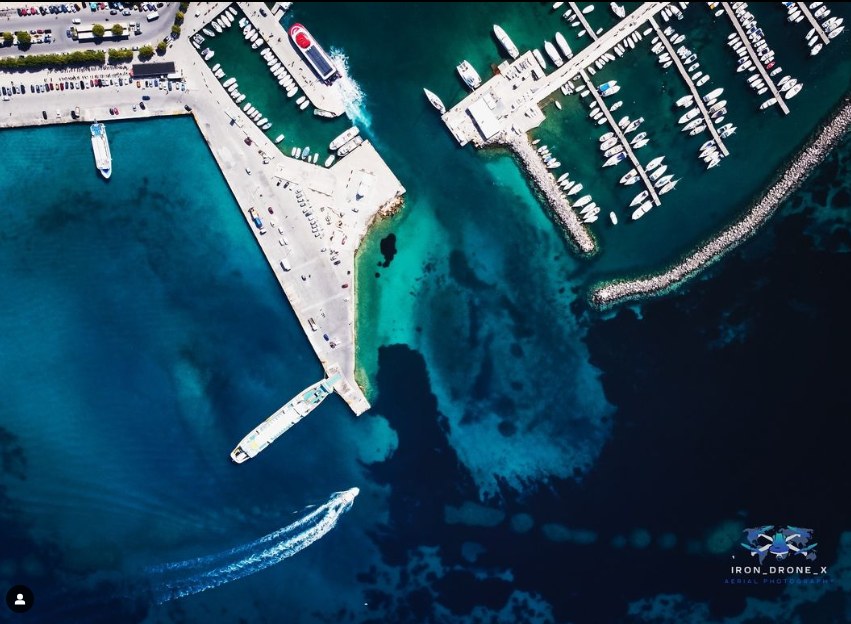 4. Aerial top-down shot of the port of Aegina Credits to Iron_drone_x